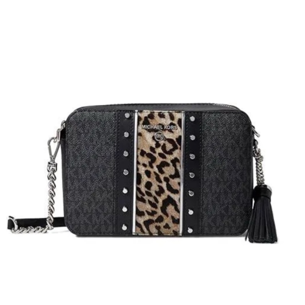 Michael Kors Black and Leopard Crossbody Bag